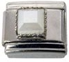 White square - enamel charm